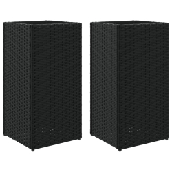 Donice ogrodowe, 2 szt., czarne, 30x30x60 cm, rattan PE