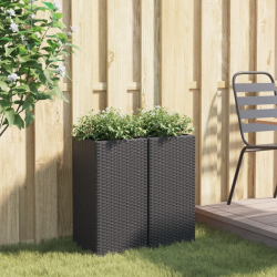Donice ogrodowe, 2 szt., czarne, 30x30x60 cm, rattan PE