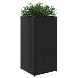 Donice ogrodowe, 2 szt., czarne, 30x30x60 cm, rattan PE