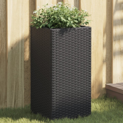 Donice ogrodowe, 2 szt., czarne, 30x30x60 cm, rattan PE