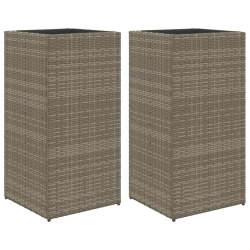 Donice ogrodowe, 2 szt., szare, 40x40x80 cm, rattan PE