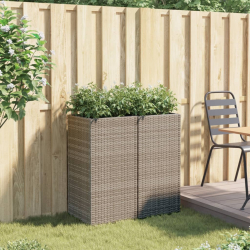 Donice ogrodowe, 2 szt., szare, 40x40x80 cm, rattan PE