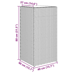 Donice ogrodowe, 2 szt., szare, 40x40x80 cm, rattan PE