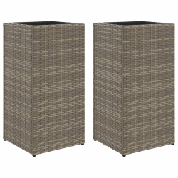 Donice ogrodowe, 2 szt., szare, 30x30x60 cm, rattan PE
