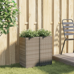 Donice ogrodowe, 2 szt., szare, 30x30x60 cm, rattan PE
