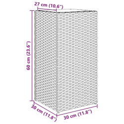 Donice ogrodowe, 2 szt., szare, 30x30x60 cm, rattan PE
