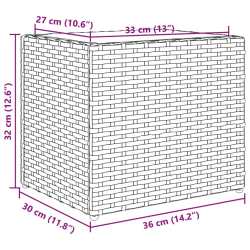 Donice ogrodowe, 2 szt., brązowe, 36x30x32 cm, polirattan
