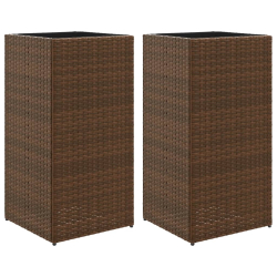 Donice ogrodowe, 2 szt., brązowe, 40x40x80 cm, rattan PE