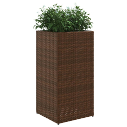 Donice ogrodowe, 2 szt., brązowe, 40x40x80 cm, rattan PE