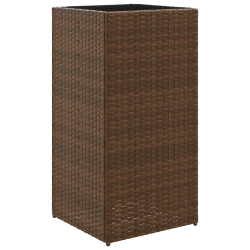 Donice ogrodowe, 2 szt., brązowe, 40x40x80 cm, rattan PE