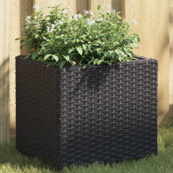 Donice ogrodowe, 2 szt., czarne, 36x30x32 cm, polirattan