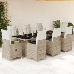 9-cz. zestaw ogrodowych mebli bistro z poduszkami, beżowy