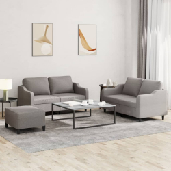 3-częściowy komplet wypoczynkowy z poduszkami, taupe, tkanina