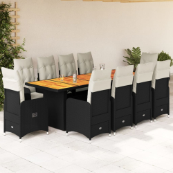 11-cz. zestaw ogrodowych mebli bistro z poduszkami, czarny