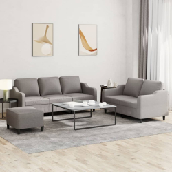 3-częściowy komplet wypoczynkowy z poduszkami, taupe, tkanina