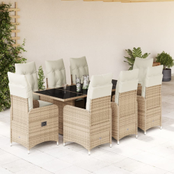9-cz. zestaw ogrodowych mebli bistro z poduszkami, beżowy