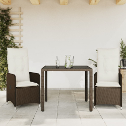 3-cz. zestaw ogrodowych mebli bistro, brązowy, polirattan