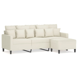 Sofa 3-osobowa, kremowa, 180 cm, tapicerowana aksamit