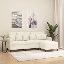 Sofa 3-osobowa, kremowa, 180 cm, tapicerowana aksamit