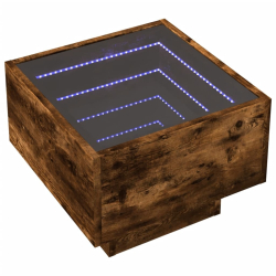 Stolik boczny z LED, dąb opalany, 40x40x30 cm