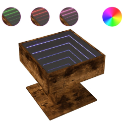 Stolik kawowy z LED, opalany dąb, 50x50x45 cm