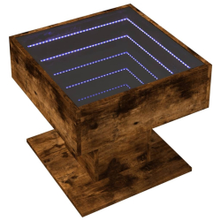 Stolik kawowy z LED, opalany dąb, 50x50x45 cm