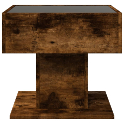 Stolik kawowy z LED, opalany dąb, 50x50x45 cm