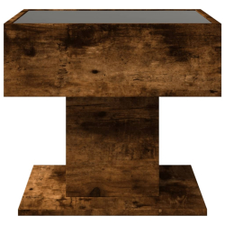 Stolik kawowy z LED, opalany dąb, 50x50x45 cm
