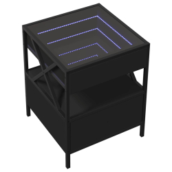 Stolik nocny z LED Infinity, czarny, 40x40x51 cm