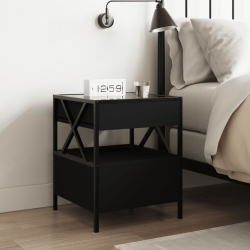Stolik nocny z LED Infinity, czarny, 40x40x51 cm