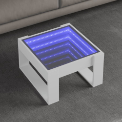 Stolik kawowy z LED Infinity, biały, 50x53x30 cm