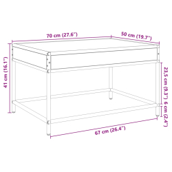 Stolik kawowy z LED Infinity, czarny, 70x50x41 cm