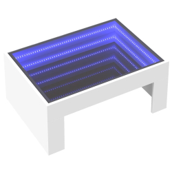 Stolik kawowy z LED Infinity, biały, 70x50x30 cm