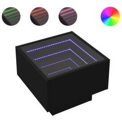 Stolik boczny z LED, czarny, 40x40x30 cm