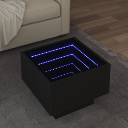 Stolik boczny z LED, czarny, 40x40x30 cm