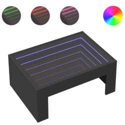 Stolik kawowy z LED Infinity, czarny, 70x50x30 cm
