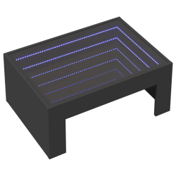 Stolik kawowy z LED Infinity, czarny, 70x50x30 cm