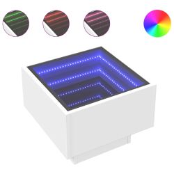 Stolik nocny z LED Infinity, biały, 40x40x30 cm