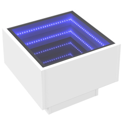 Stolik nocny z LED Infinity, biały, 40x40x30 cm