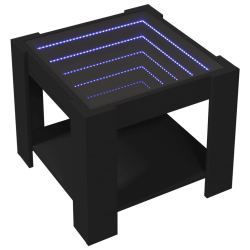 Stolik kawowy z LED, czarny, 53x53x45 cm