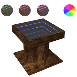 Stolik kawowy z LED, opalany dąb, 50x50x45 cm