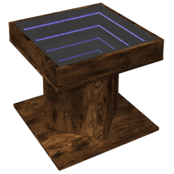 Stolik kawowy z LED, opalany dąb, 50x50x45 cm