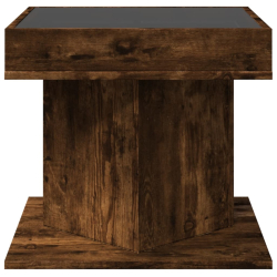 Stolik kawowy z LED, opalany dąb, 50x50x45 cm