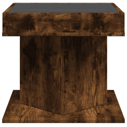 Stolik kawowy z LED, opalany dąb, 50x50x45 cm