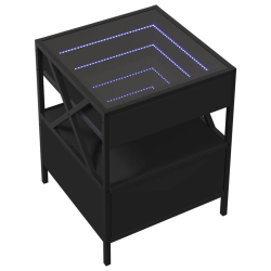 Stolik nocny z LED Infinity, czarny, 40x40x51 cm