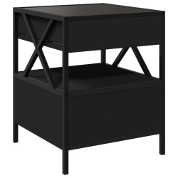 Stolik nocny z LED Infinity, czarny, 40x40x51 cm