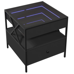 Stolik kawowy z LED Infinity, czarny, 50x50x51 cm