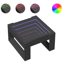 Stolik kawowy z LED Infinity, czarny, 50x53x30 cm