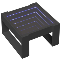 Stolik kawowy z LED Infinity, czarny, 50x53x30 cm