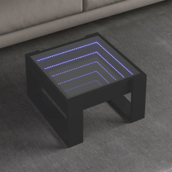 Stolik kawowy z LED Infinity, czarny, 50x53x30 cm